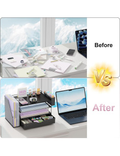 Organizador de Escritorio de Madera Gianotter Negro 4 Niveles 2