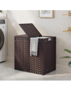 Cesto de Ropa Plegable KOUSEI 130L Marrón con Tapa 2