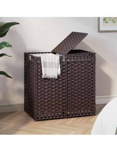 Cesto de Ropa Plegable KOUSEI 130L Marrón con Tapa