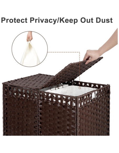 Cesto de Ropa Plegable KOUSEI 130L Marrón con Tapa