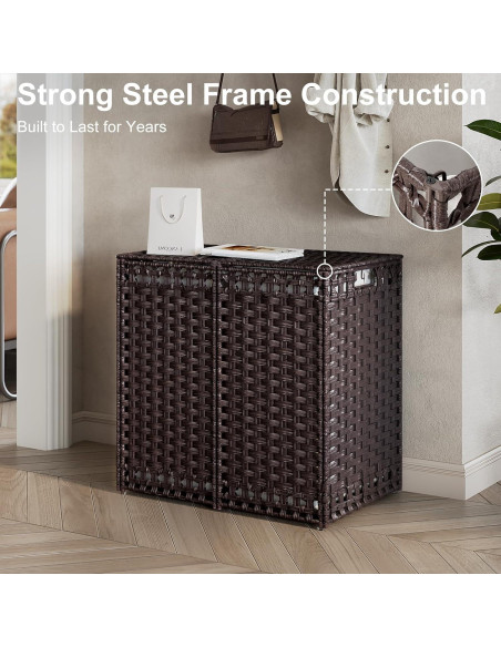 Cesto de Ropa Plegable KOUSEI 130L Marrón con Tapa