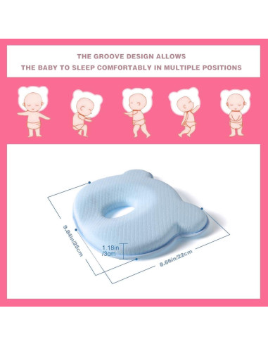 Almohada de Espuma de Memoria Yevclihds para Bebés Azul