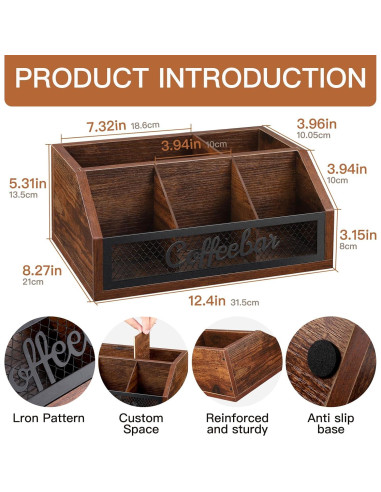 Organizador de Bar de Café BOTOP de Hierro y Madera 21x31.5cm