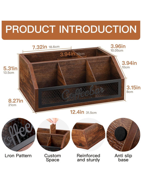 Organizador de Bar de Café BOTOP de Hierro y Madera 21x31.5cm