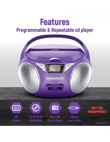 Reproductor de CD Portátil Magnavox MD6924 con Radio AM/FM
