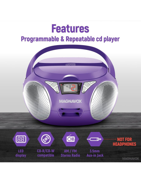 Reproductor de CD Portátil Magnavox MD6924 con Radio AM/FM