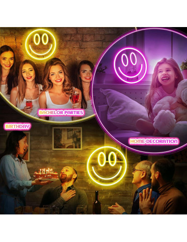 Luces Neón Honoson 33 cm - 2 Pcs LED Decorativas Sonrisa