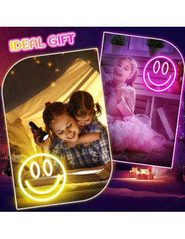 Luces Neón Honoson 33 cm - 2 Pcs LED Decorativas Sonrisa