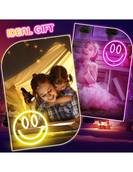 Luces Neón Honoson 33 cm - 2 Pcs LED Decorativas Sonrisa