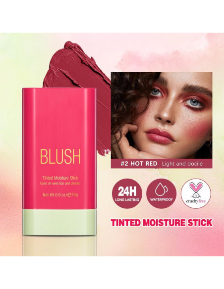 Bastón de Rubor 2 en 1 Paminify 17g Rosa Tímido Hidratante