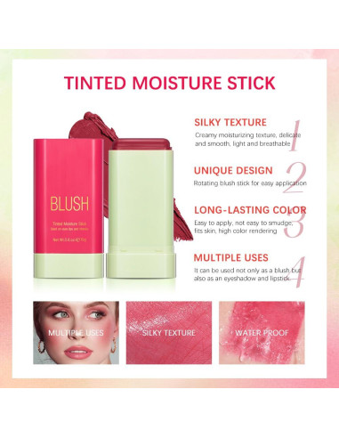 Bastón de Rubor 2 en 1 Paminify 17g Rosa Tímido Hidratante