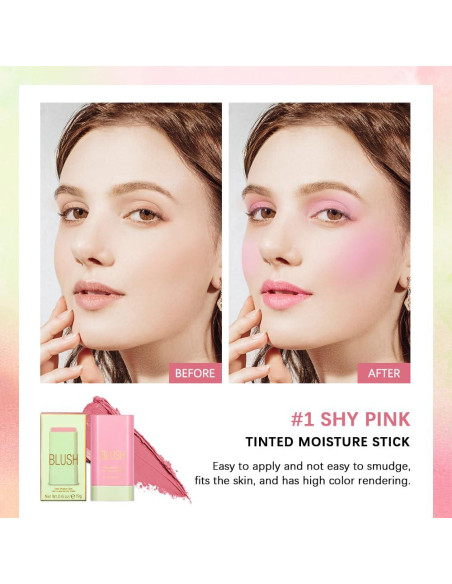 Bastón de Rubor 2 en 1 Paminify 17g Rosa Tímido Hidratante