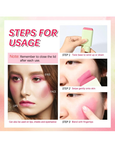 Bastón de Rubor 2 en 1 Paminify 17g Rosa Tímido Hidratante