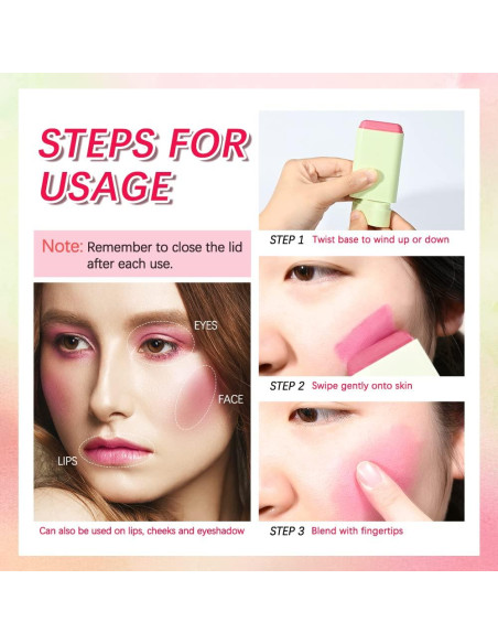 Bastón de Rubor 2 en 1 Paminify 17g Rosa Tímido Hidratante