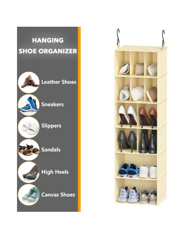 Organizador Colgante SpaceAid HCO-03 2 Pack Beige 6 Estantes