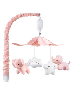Móvil de Cuna Musical FEISIKE Elefante Rosa 3 Modos 35 Canciones