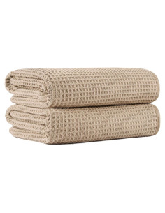 Toallas de Baño Microfibra Waffle Beige 2 Piezas 76x152 cm
