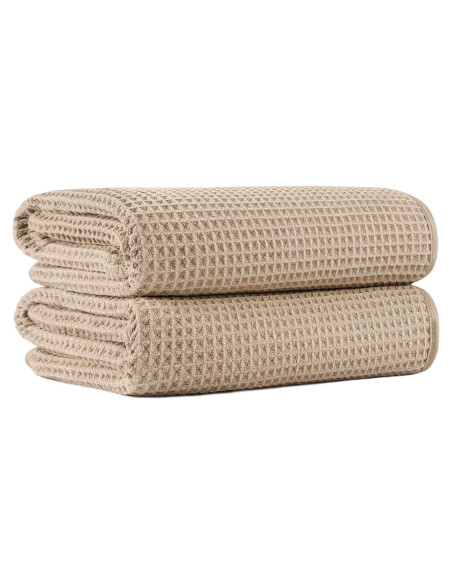 Toallas de Baño Microfibra Waffle Beige 2 Piezas 76x152 cm
