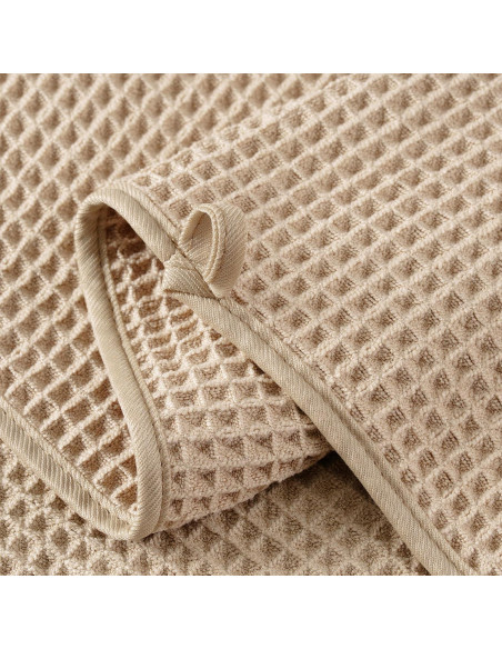 Toallas de Baño Microfibra Waffle Beige 2 Piezas 76x152 cm
