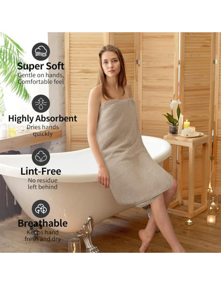 Toallas de Baño Microfibra Waffle Beige 2 Piezas 76x152 cm