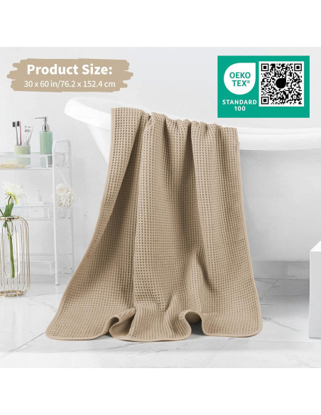 Toallas de Baño Microfibra Waffle Beige 2 Piezas 76x152 cm