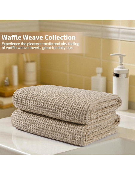 Toallas de Baño Microfibra Waffle Beige 2 Piezas 76x152 cm
