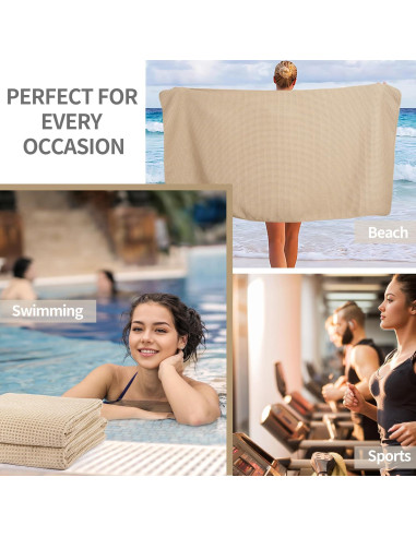 Toallas de Baño Microfibra Waffle Beige 2 Piezas 76x152 cm