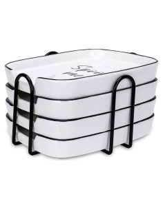 Juego de 4 Soportes para Cucharas Cerámica YENLNI Blanco