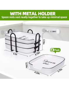 Juego de 4 Soportes para Cucharas Cerámica YENLNI Blanco 2