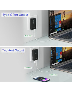 Cargador de pared USB-C 45W EFIIIAP con doble puerto - Negro 2