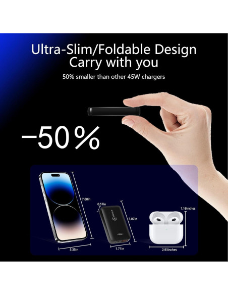 Cargador de pared USB-C 45W EFIIIAP con doble puerto - Negro