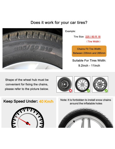 Cadenas de Nieve SENWELL-KA para Neumáticos 235-285mm