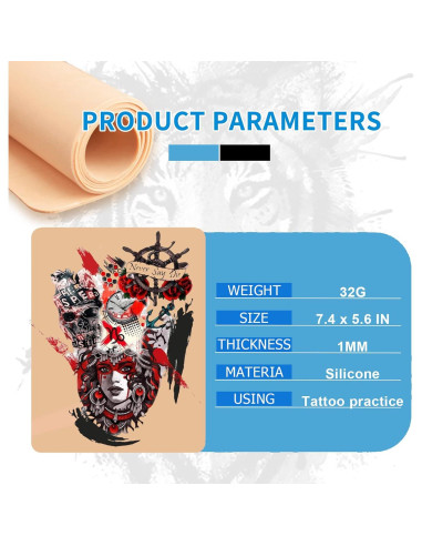 Kit de Práctica de Tatuaje CINRA 20 Piezas Piel y Papel