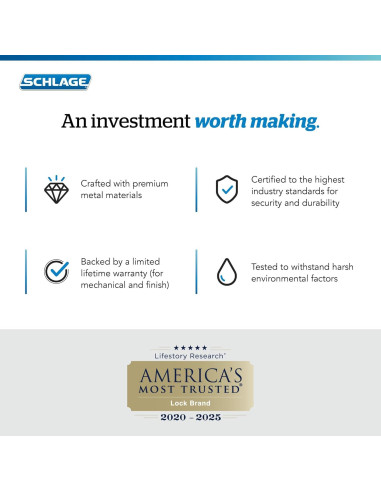 Cerradura de Entrada Schlage F51A ACC 619 Niquel Satinado