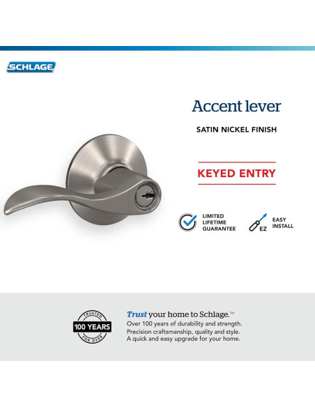 Cerradura de Entrada Schlage F51A ACC 619 Niquel Satinado