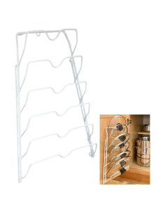 Organizador de Tapas de Olla Evelots 6 Niveles Blanco Montaje Pared