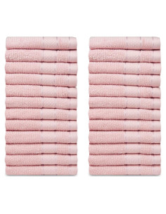 Juego de 24 Paños de Lavado Casa Lino 100% Algodón Rosa Suave