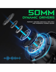 Auriculares Black Shark BS-X1 con micrófono, 50mm, para juegos 2