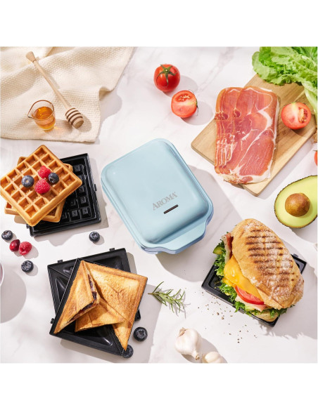 Hacedor de Waffles 3-en-1 AROMA con Placas Desmontables