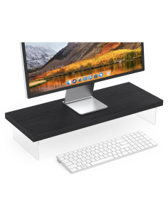 Soporte para Monitor SSWOOD de Madera y Acrílico 63.5x25.4cm