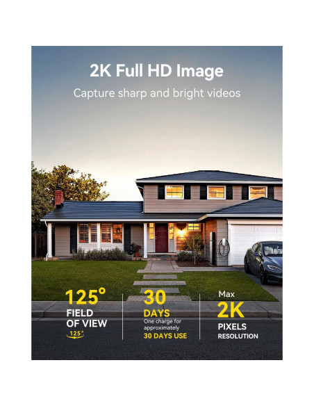 Cámaras de Seguridad Inalámbricas LongPlus 2K, Detección AI, Paquete de 2