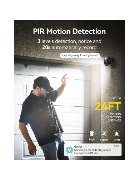 Cámaras de Seguridad Inalámbricas LongPlus 2K, Detección AI, Paquete de 2