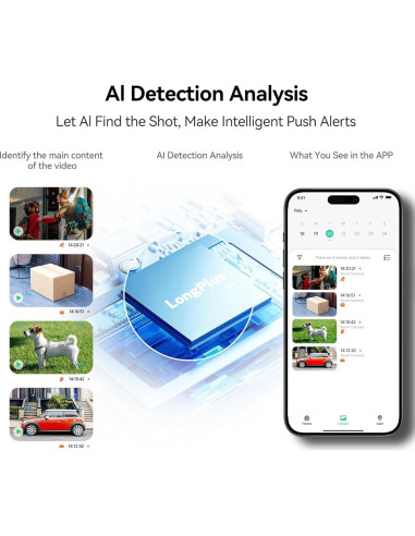 Cámaras de Seguridad Inalámbricas LongPlus 2K, Detección AI, Paquete de 2