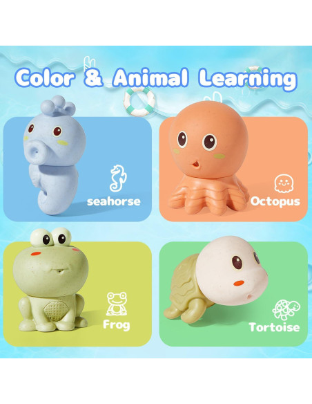 Juguetes de baño para bebés AMCHSURI 4 PCS animales marinos