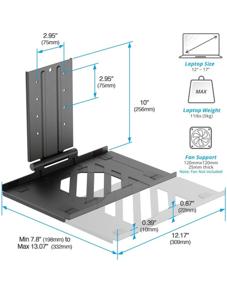 Bandeja Ajustable para Laptop AVLT hasta 43 cm - Negro