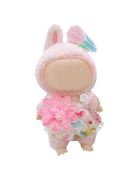 Conjunto de Ropa para Muñecas 17 cm Labubu Vestido Rosa