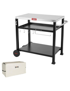 Mesa Carrito de Preparación de Alimentos Feasto 3 Estantes Acero Inoxidable