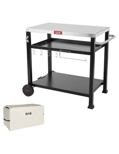 Mesa Carrito de Preparación de Alimentos Feasto 3 Estantes Acero Inoxidable