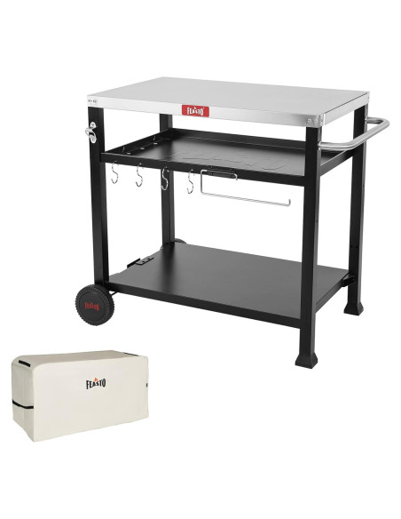 Mesa Carrito de Preparación de Alimentos Feasto 3 Estantes Acero Inoxidable