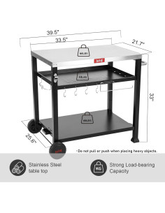 Mesa Carrito de Preparación de Alimentos Feasto 3 Estantes Acero Inoxidable 2